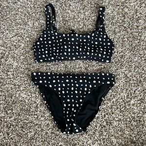 Aerie Scoop Ribbed Black and White Bikini Set